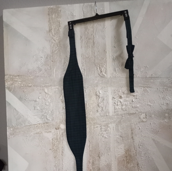 Blk/Nvy/Grn Cotton Cumberbund n Matching Bowtie. - Picture 1 of 4